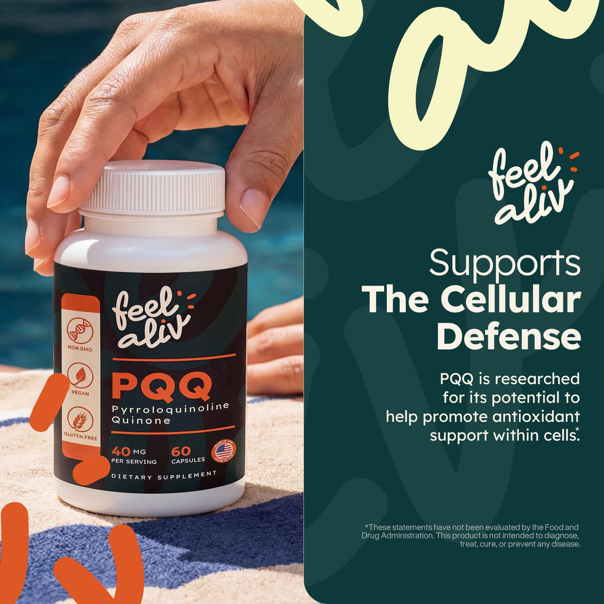 PQQ Supplement 40mg Vegan 60 Capsules B764