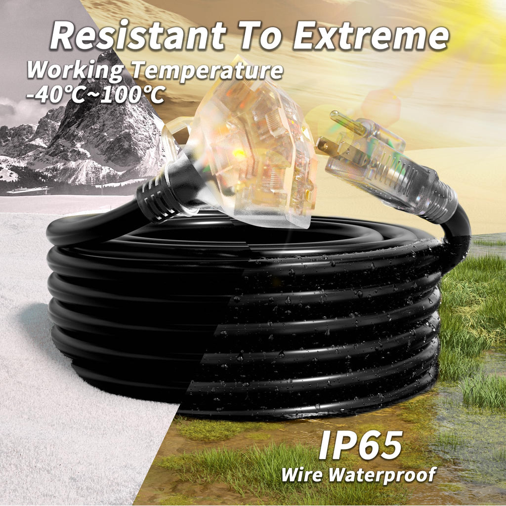 100 FT 16/3 Outdoor Extension Cord with Multiple Outlets Black M57473