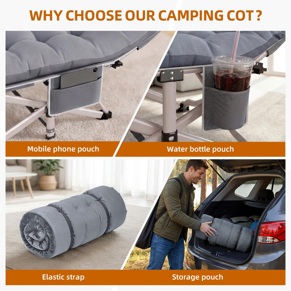 Folding Camping Cot with Carry Bag A122