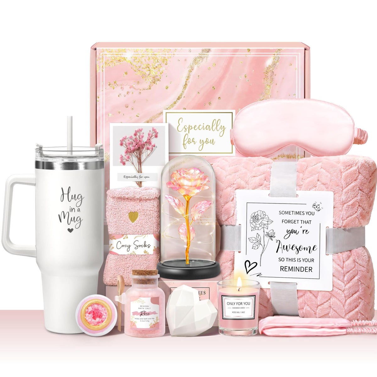 Pink 11Pcs Self Care Gift Basket S223