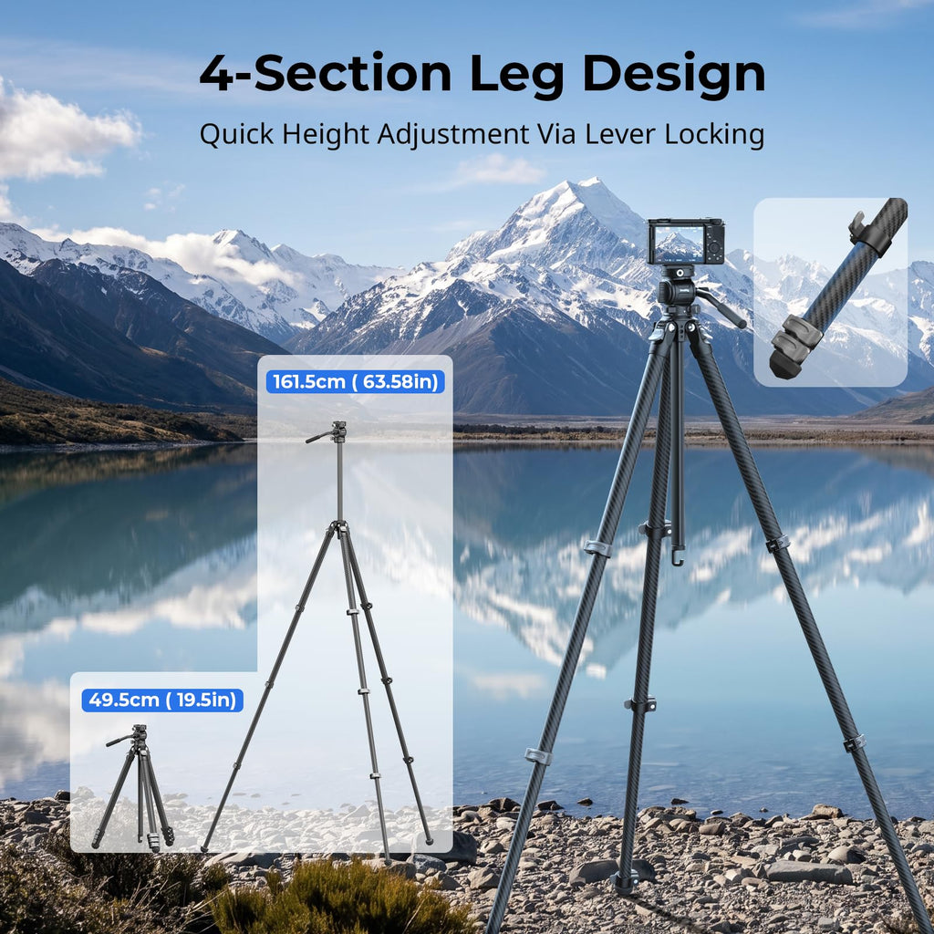 Carbon Fiber Compact Travel Tripod with Fluid Head Z305546