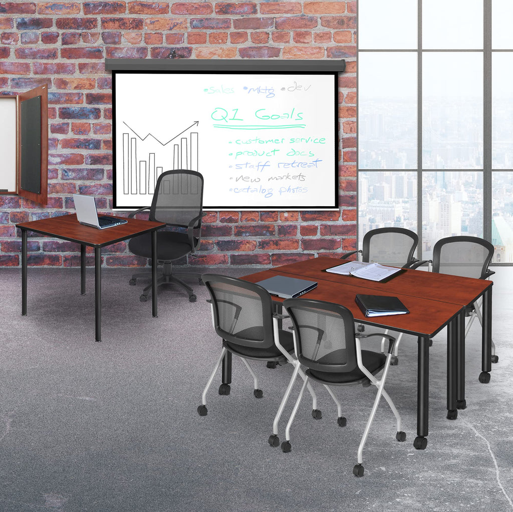Small Square Breakroom Table with Black Folding Legs B9119