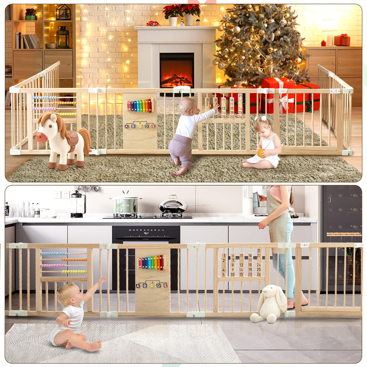 Wooden Playpen with 3 Learning Toys Z53578