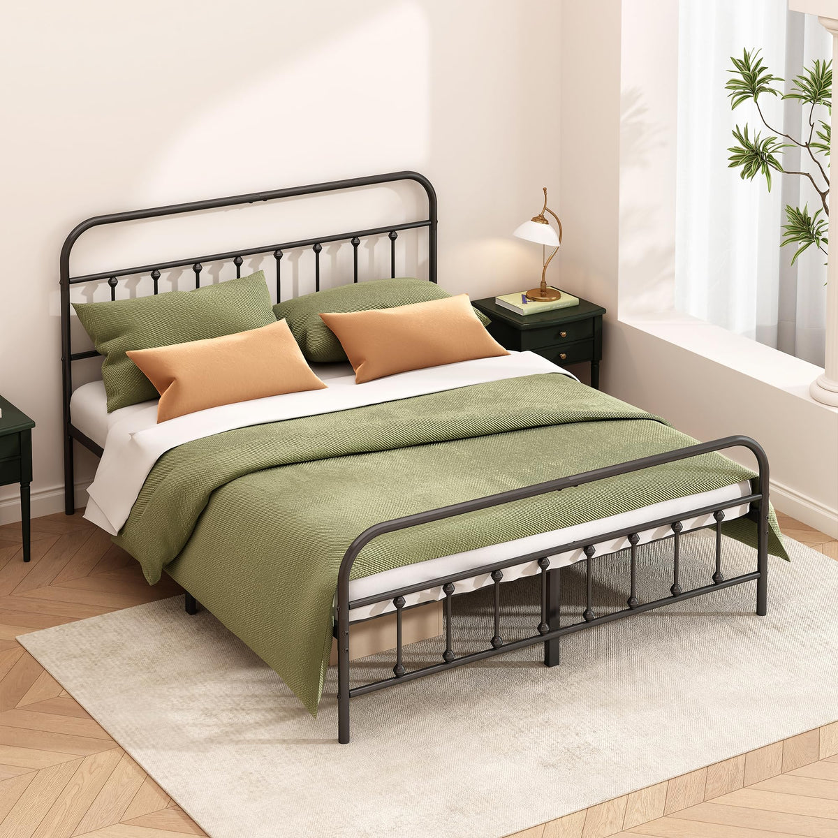 Queen Size Black Metal Bed Frame N333