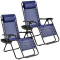 2-Pack Navy Blue Zero Gravity Lounge Chair Recliners L8888