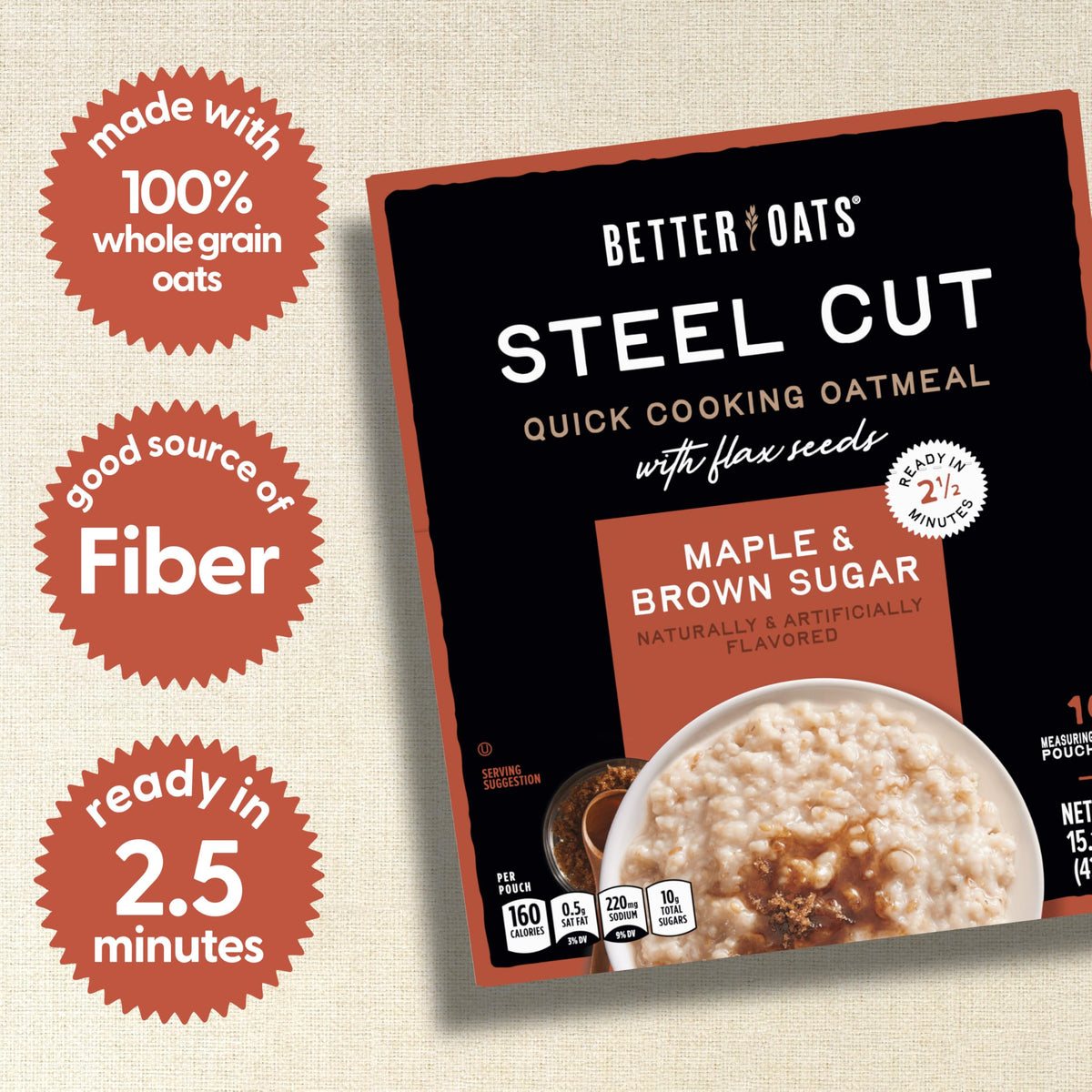Steel Cut Maple & Brown Sugar Oatmeal 15.1 oz 6 Pack Q906254